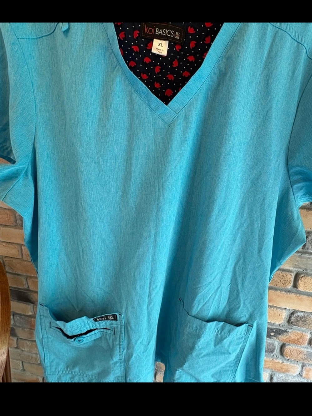 koi Bright Heather-Teal Scrub Pocket Pants and Top